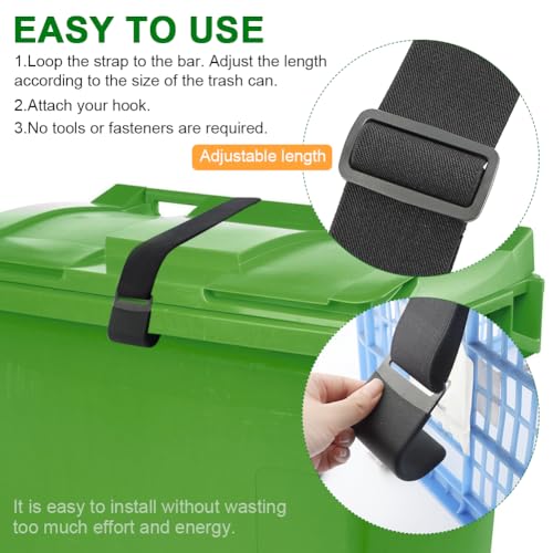Image of 2PCS Trash Can Lid Locks,Garbage Can Lock,Universal Trash Can Lock Belt, Garbage Can Locks for Animals, Outdoor Bear Proof Trash Can Strap for Raccoon,Squirrel,Dog, Locking Garbage Can (2, Black)