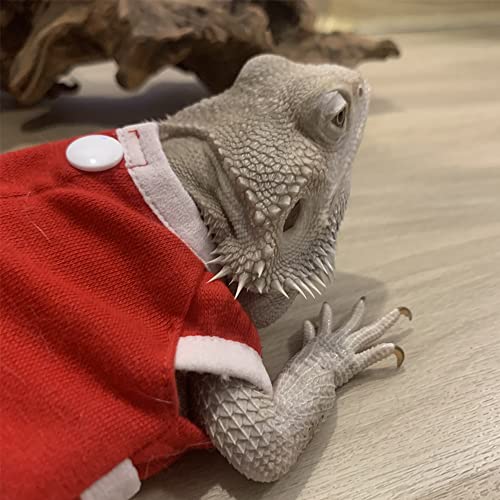 Image of WATFOON Bearded Dragon Clothes Costume Adjustable Reptile Hoodies Apparel Handmade Vest Sleeveless Warm Jacket for Skin Protection Photo Party Lizard Small Animal Gecko Chameleon (XL, Red-White)