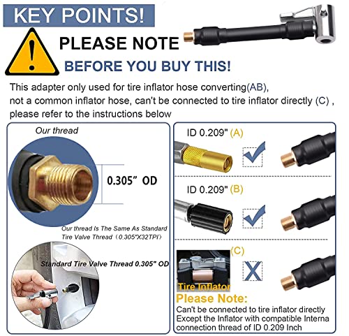 Image of 2Pcs Air Inflator Hose Adapter Convert Twist On to Lock On Connection