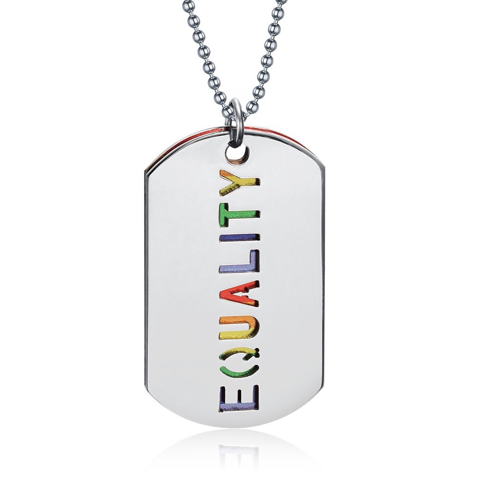 CanKun Rainbow Pendant, Personalized Dog Tag Necklace 60Cm, 316L Gay And Lesbian Stainless Steel Gay Pride, A Gift Tailored Specifically for Him