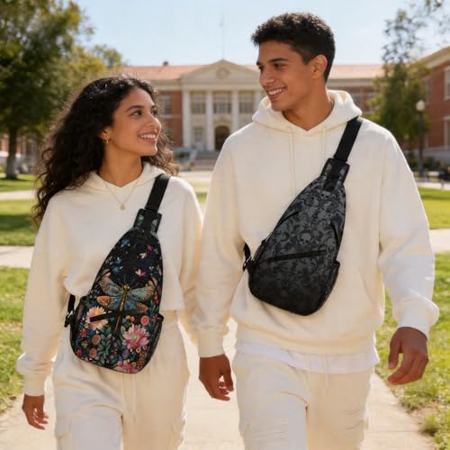 Image of Halloween Gothic Skull Crossbody Bag Sling Bag Backpack Chest Bags Shoulder Bag for Women Men