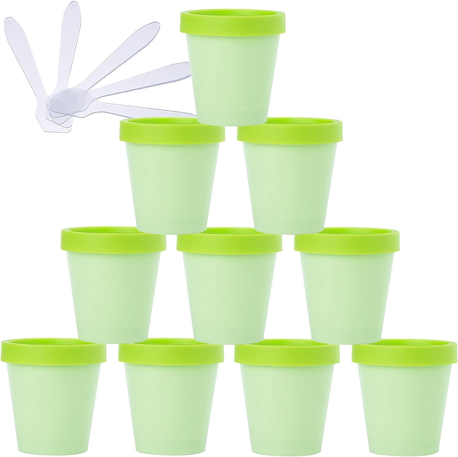 FLYIODFCXV cosmetic jar, 20 PC Plastic Storage Jars with Inner Liner for Body Hand Face Cream Lotion Gel 5X Spatula(Green,200ml)