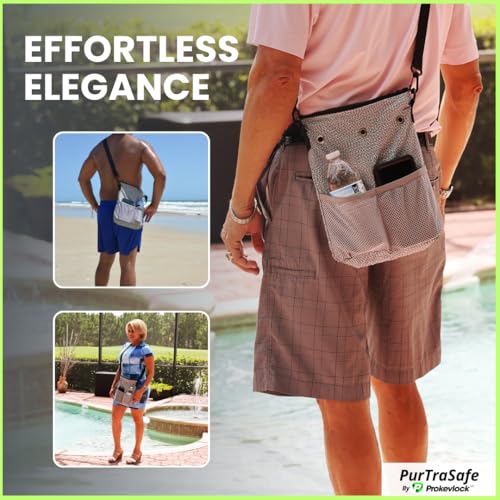 PurTraSafe Anti-Theft Crossbody Purse, UHMWPE & HPPE level V Material, Gray, Portable Key Lock Storage Purse for Travel, Camping, Pool, Beach, and More3