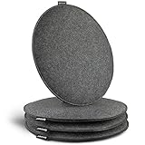 Bjørkstrøm® Design Sitzkissen rund aus Filz ø35 cm | 4er-Set | Stuhlkissen Premium-Qualität in anthrazit | rutschfest | hochwertige Gartenkissen und Bierbankauflagen