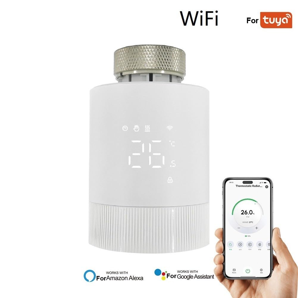 Thermostat WiFi intelligent TRV pour radiateur thermostatique Tuya Mode programmable Vanne de radiateur thermostatique pour Alexa pour Tuya/pour l'application Smart Life