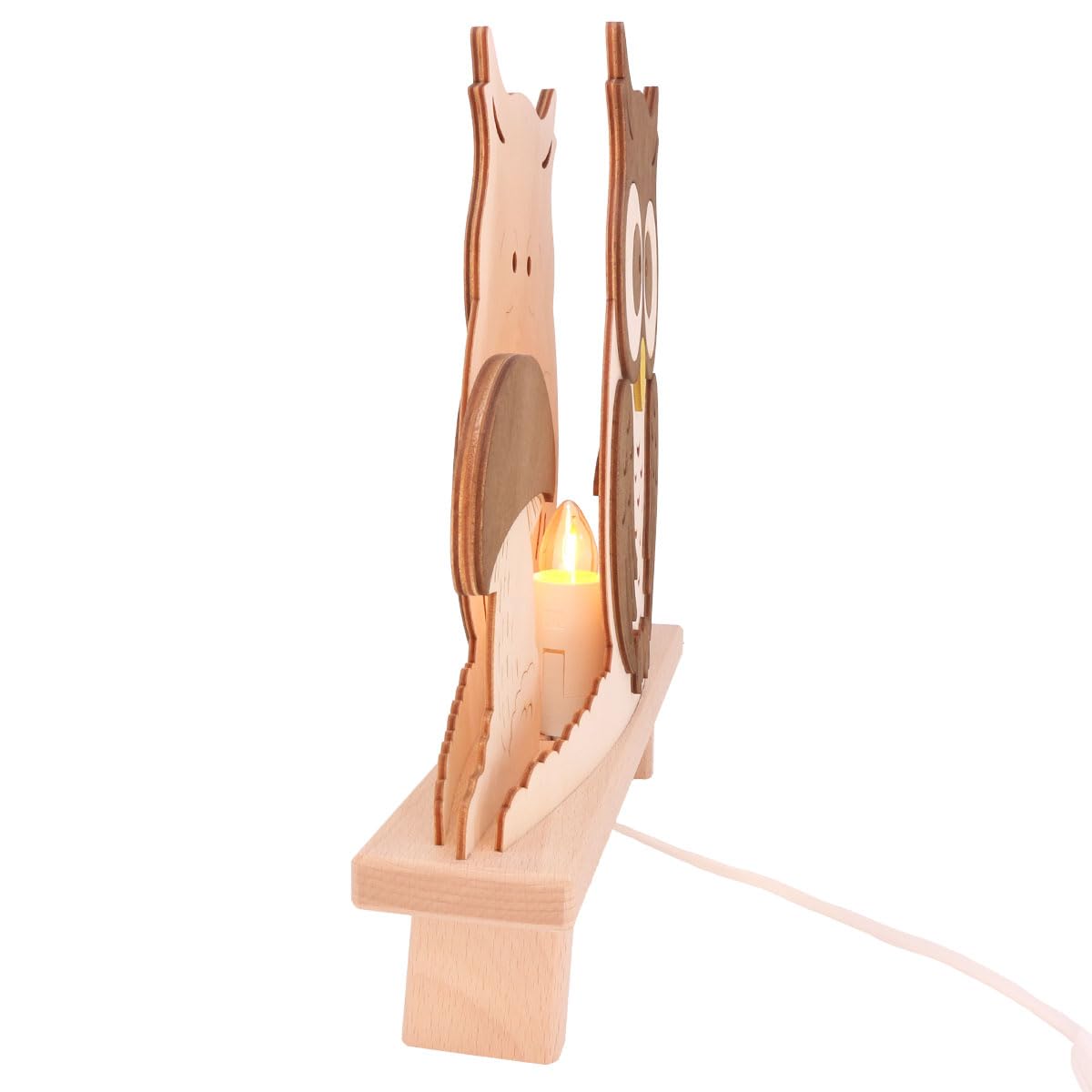 weigla - Dekoleuchte original Erzgebirge I Motiv Eule I 1 Lampe I 7 W, E14 I Herbstdeko innen I Herbstbeleuchtung aus Holz I Fensterdeko