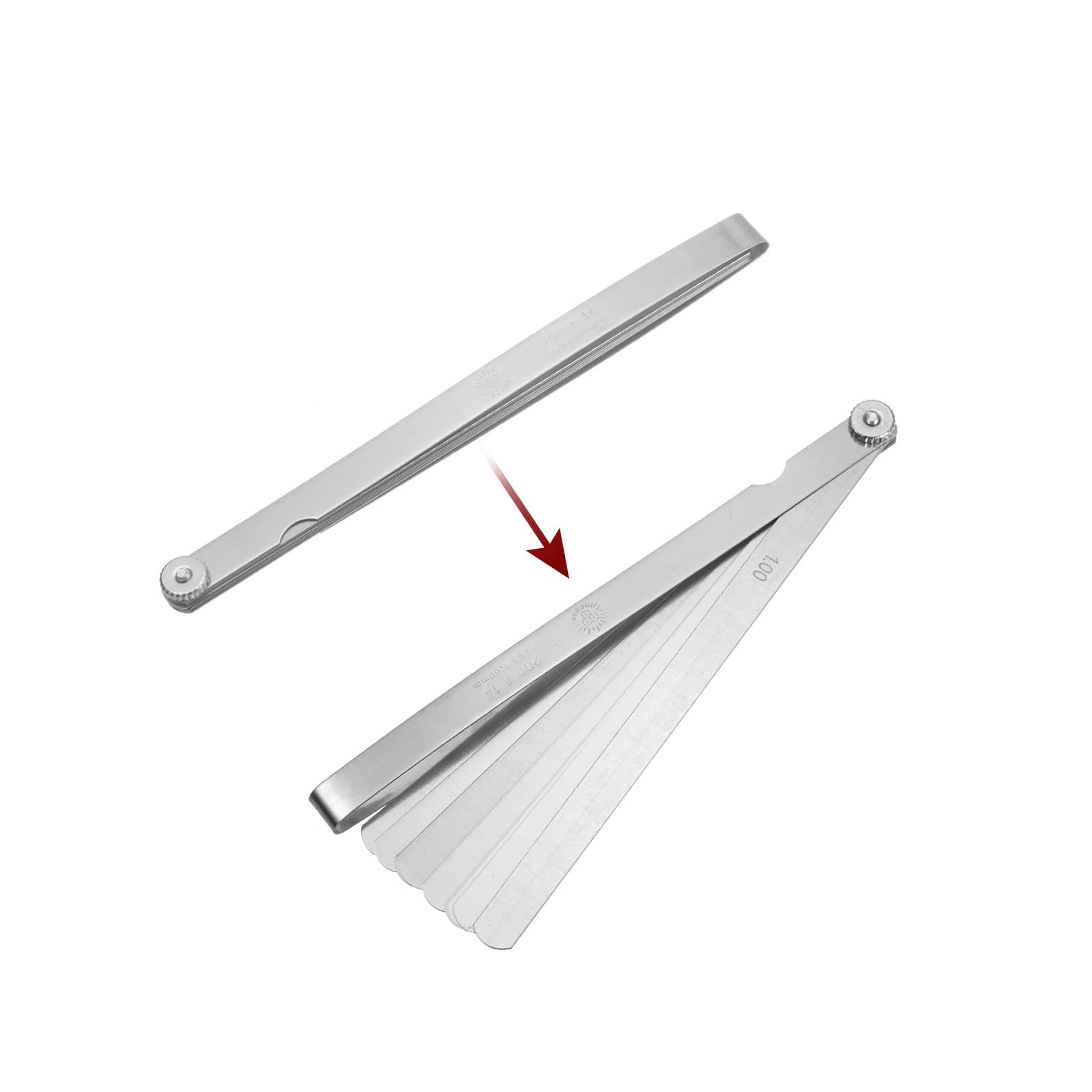 QUARKZMAN 14 Lames Palpitation Jauge (0,05-1,0 mm) Épaisseur 200 mm Longueur Inoxydable Acier Jauge Métrique Écart Mesure Outil pour mesure
