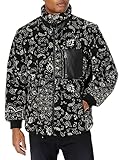GUESS Mens Sherpa Jacket, Sashiko Bandana Black/White, Small
