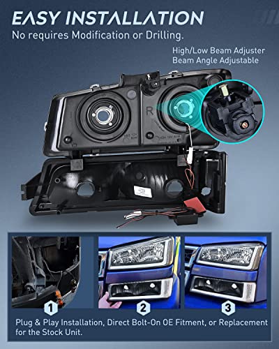 Image of Nilight Headlights Assembly LED DRL for Chevy Silverado Avalanche