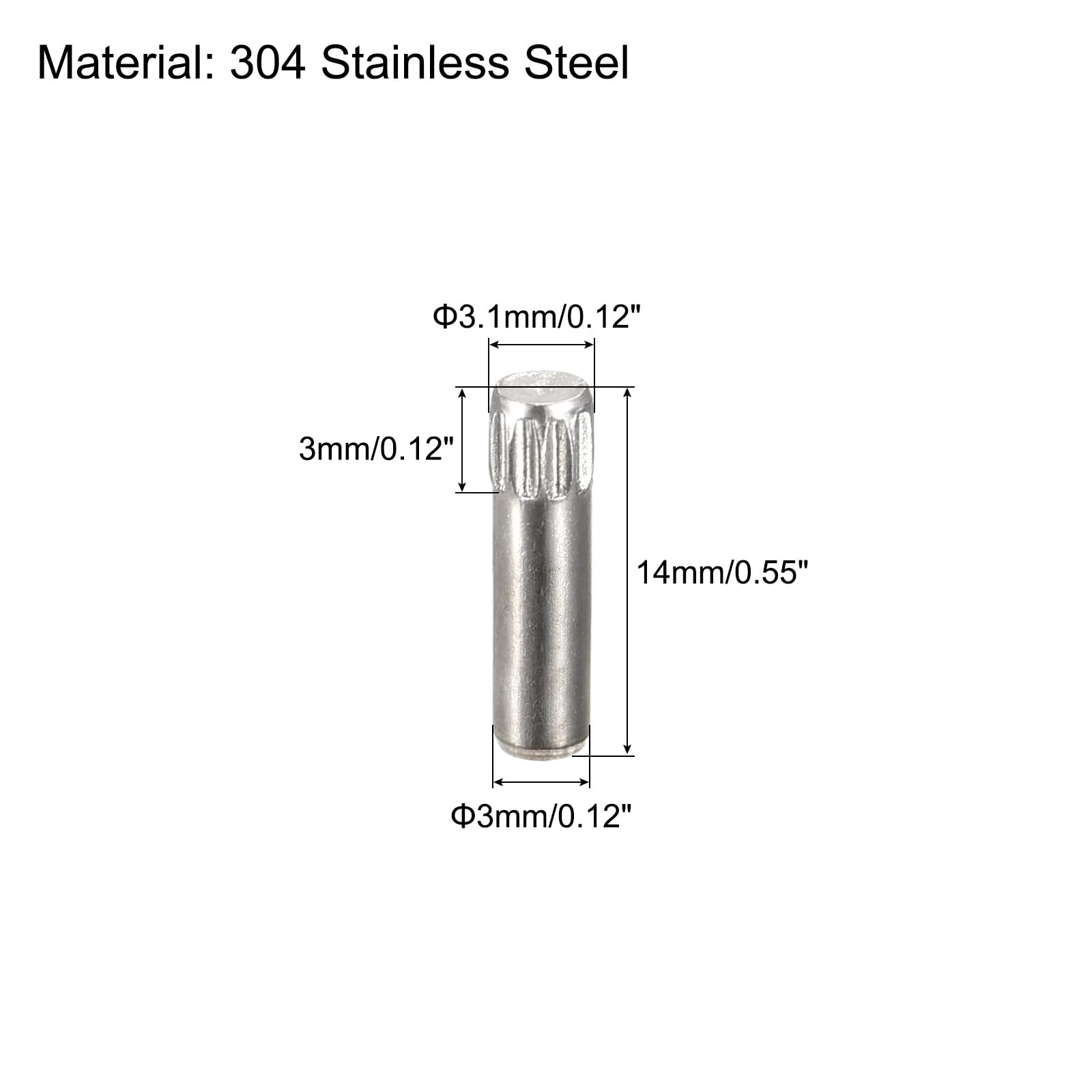 QUARKZMAN 3,1x14mm 304 Spine in Acciaio Inossidabile, 40pz Spina a Testa Scanalata con Estremità Piana, Spina Cilindrica Posizionamento Supporto Letto Scaffale Elementi Fissaggio Ripiani