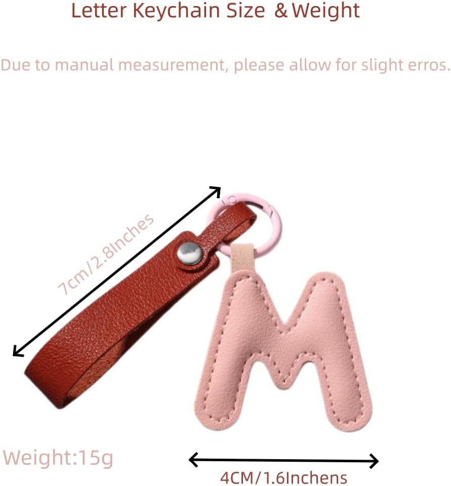 Cute PU Initial Letter Keychain Soft Alphabet Bag Charm Key Ring with Strap for Women Personalized Gift image 2