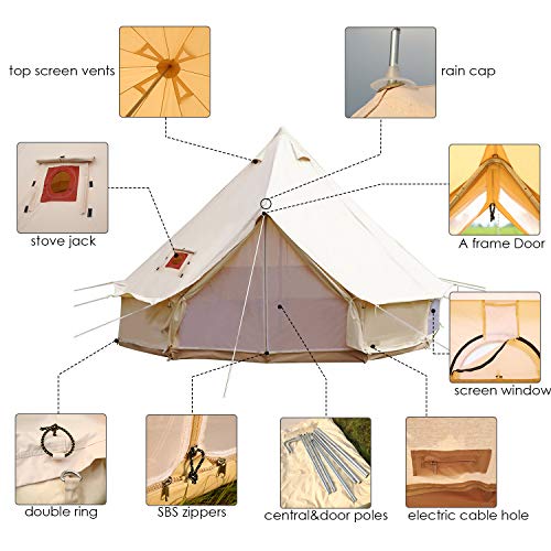 Carpa Bell de lona impermeable 4 estaciones para camping 2 personas miniatura 3
