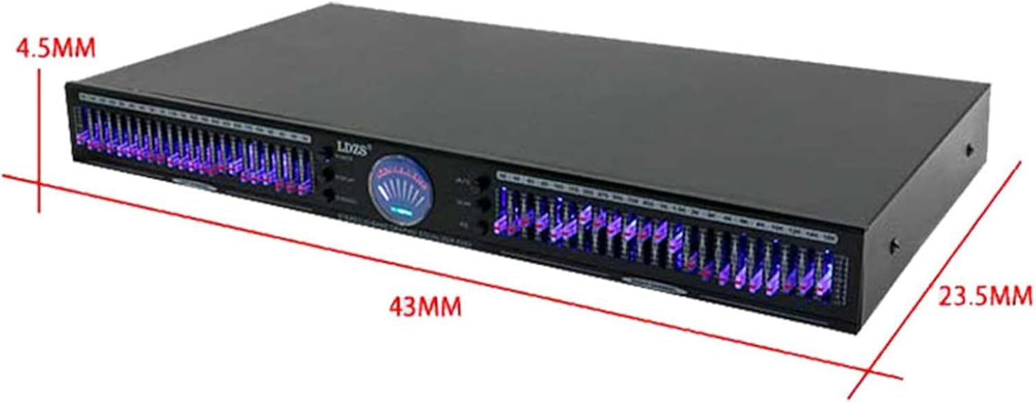 Égaliseur Audio 22 Bandes, Égaliseur Graphique Stéréo, Double Canal, Format Rack 1u, avec 10 Effets Préréglés, Réduction Automatique du Bruit, Égaliseur Hi-FI pour La Maison