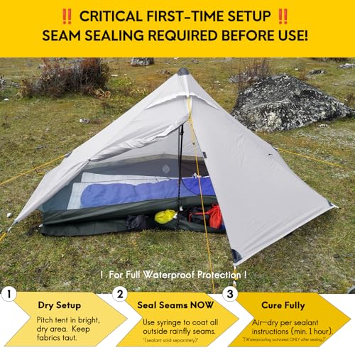 Image of LANSHAN Ultralight Waterproof 1-2 Person Backpacking Tent | Ultralight waterproof nylon, pitch anywhere, for camping & travel.