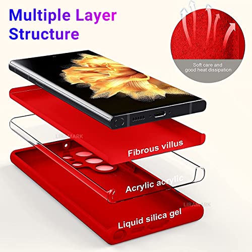 Image of LIRAMARK Liquid Silicone Soft Back Cover Case for Samsung Galaxy S23 Ultra 5G (Red)
