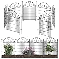 Getlay Tall Garden Animal Barrier Fence with Gate, 40 in(H)×27 in(L) 8 Panels Dog Digging Fence Barrier, Black Heavy Duty Metal Temporary Fence, Reusable Defense Fence for Outdoor Yard. Total 17.5 Ft