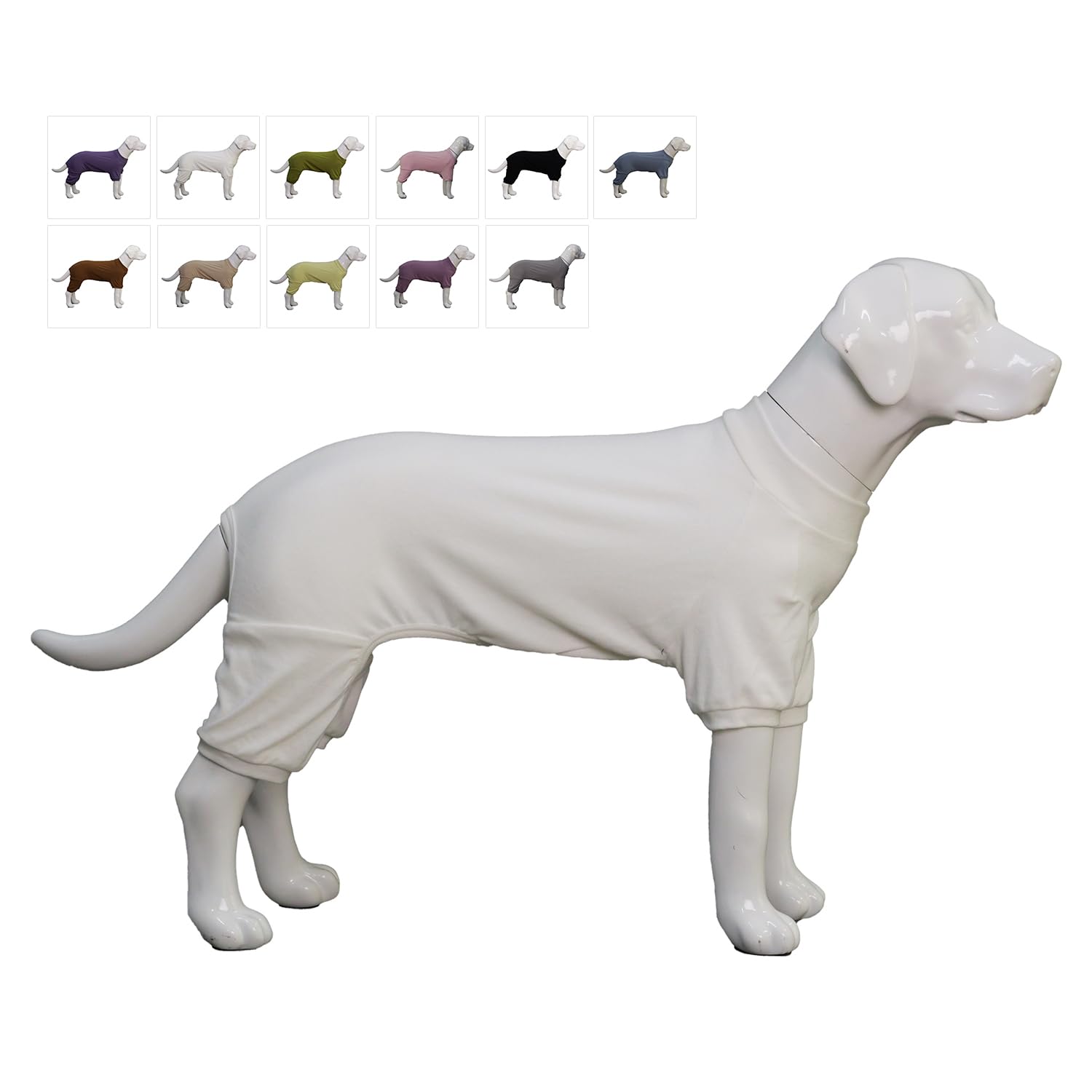 Lovelonglong Ribbed Dog Pajamas Cotton Knitted Dog Jumpsuits 4 Legged All Season Warm Pet Bodysuits for Large Medium Small Dogs Off White L