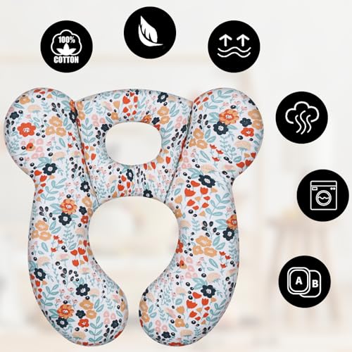 Image of Baby Travel Pillow, Infant Kid's Cushion Soft and Skin Friendly for Car Seat, Pushchair and Stroller (Style M)