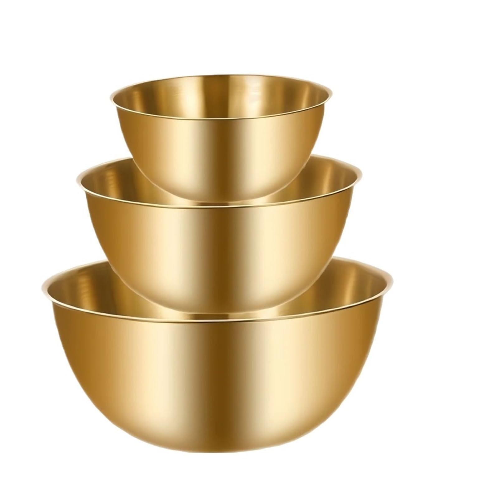 Juego de 3 piezas: Tres tazones acero inoxidable for mezclar y amasar, ideales for uso en la cocina(Gold)