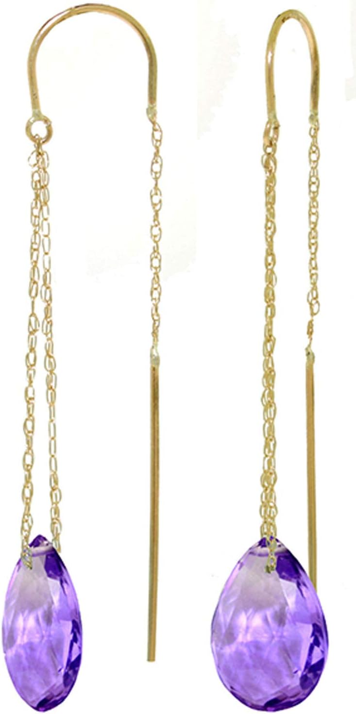 Galaxy Gold GG 14k Solid Gold Amethyst Threaded Earrings - Image 3