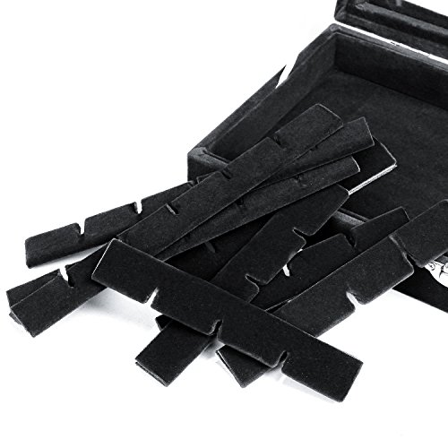 Pasutewel Earring Storage Case 24 Compartments Ring Velvet Display Case Box Earring Ring Organizer Velvet Jewelry Tray Cufflink Storage Showcase With Clear Glass Lid Black #TOP2