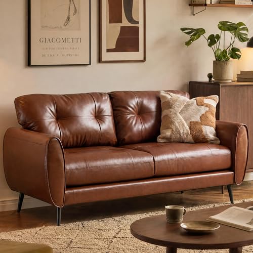 GRAVFORCE 2 Seater PU Leather Loveseat Sofa for Small Spaces Brown