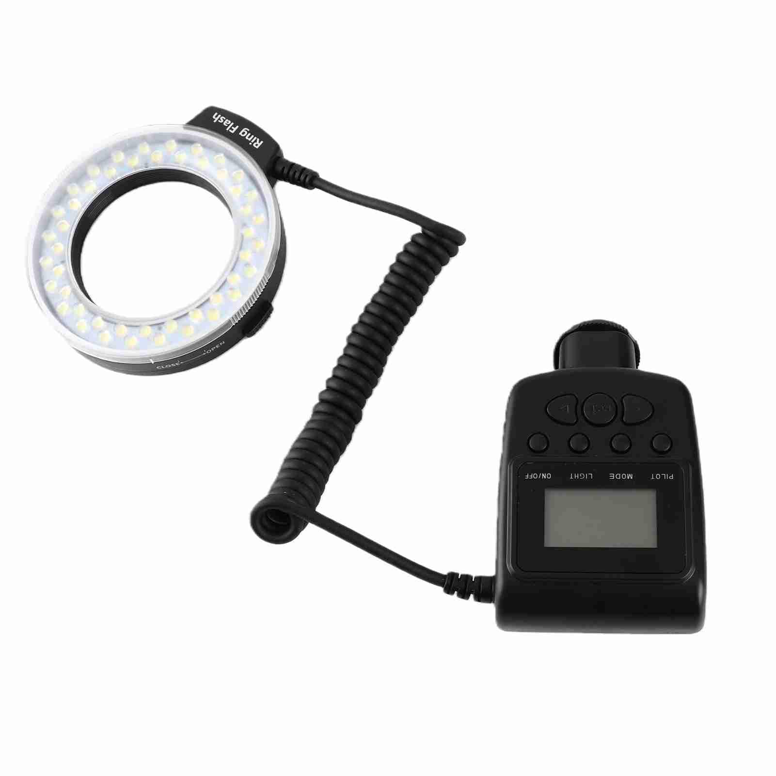 Fabater Przenośna Błyskowa LED na Baterie Światło Wypełniające z Filtrami Kolorowymi i 8 Adapterami do Fotografii, 48 Koralików 7 Poziomów Jasności 4 Tryby Błysku Kontroler LCD do Makrofotografii DSLR