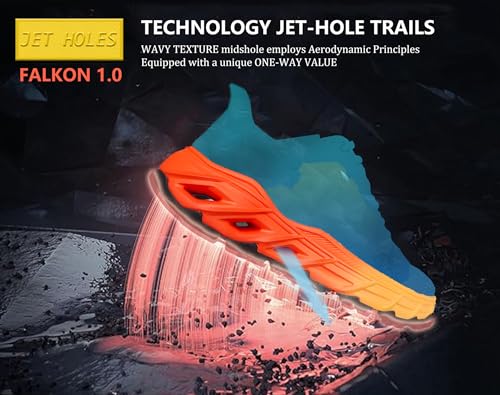 Wide Trail Running Shoes for Mens - FALKON 1.0 Waterproof Hiking Sneakers Wide Width for Outdoor with Jet-Holes Sole2