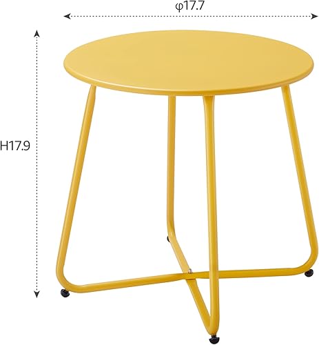 Miniatura 3 de Meluvici Mesa auxiliar pequeña para patio al aire libre, impermeable, redonda, de acero, resistente a la intemperie, portátil, para exteriores e