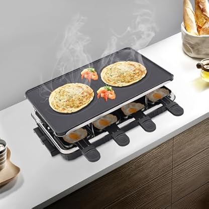 Tischgrill Elektrisch, 1300W Grillplatte mit Backblech und Zubehör (8* Kleine Backbleche) - Antihaft Beschichtung, Elektrogrill Grillpfanne für Balkon und Draußen, für 6-8 Personen – Bild 6