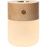 Wnicek アロマディフューザー ガラス 水なし 加熱式 LEDアロマランプ USB充電式 枕元 安全 間接照明 4畳 6畳 アロマオイル ディフューザー お祝い プレゼント アンプール アロマライト/夜/乳幼児/授乳用 (白木)