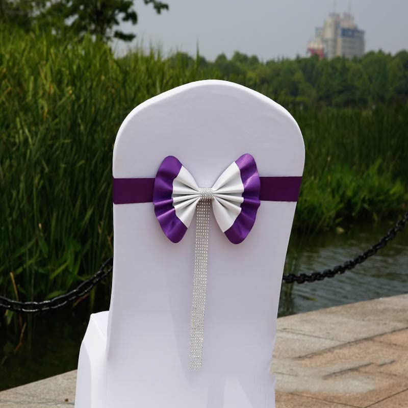 Noeud Papillon élastique de Mariage Ceinture arrière pour décorations de Chaise d'hôtel-Rouge,50pcs