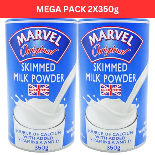 MARVL SKIMMED MILK POWDER 2x350G Mega Pack Deal | Great Source of Vitamins A&D and high in protein | Great in tea and coffee