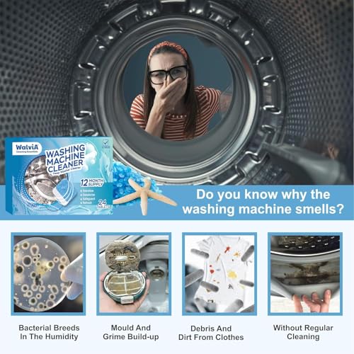 Image of Washing Machine Cleaner Tablets- Clean Inside Drum And Laundry Tub, Deep Cleaning Tablets For Front Loader & Top Load Wash (Blue, Pack of 2, 24 Pcs)