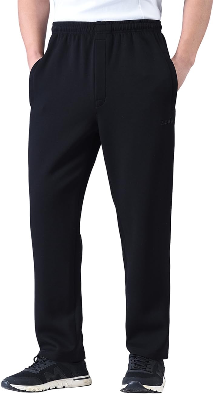 Zoulee New Men's Classic Drawstring-Waist Jogger Pants Sweatpants with Zipper Fly