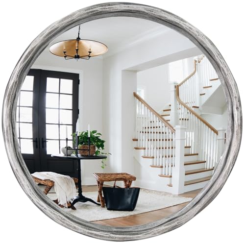 GIFTTROVE 12" Antique Silver Round Convex Mirror, Small Circle Wall