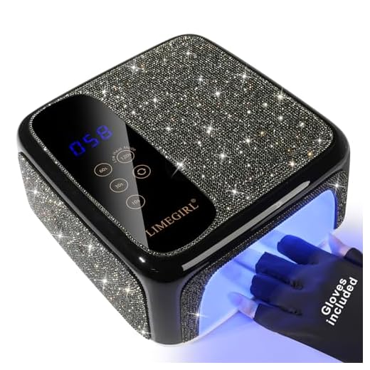 LimeGirl Lâmpada Uv Para Unhas Com Diamante Brilhante - Lâmpada Profissional Sem Fio Para Secagem De Esmalte Em Gel Com 4 Temporizadores E Tela Lcd Sensível Ao Toque, Secador De Unhas Uv Com Diamant