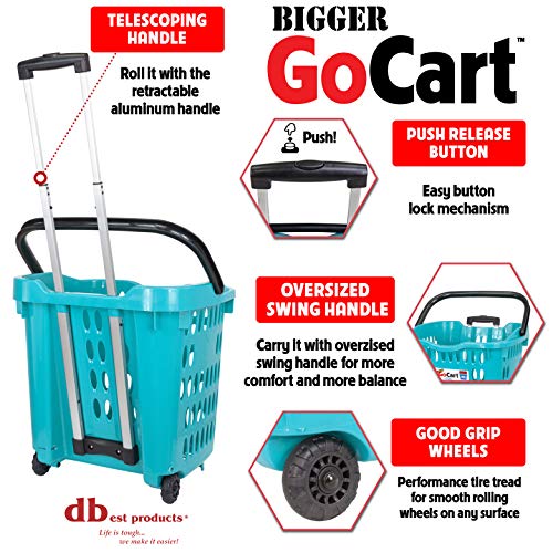 Dbest Products 01-682 Bigger Gocart Grocery Cart Rolling Shopping Laundry Basket thumb #1
