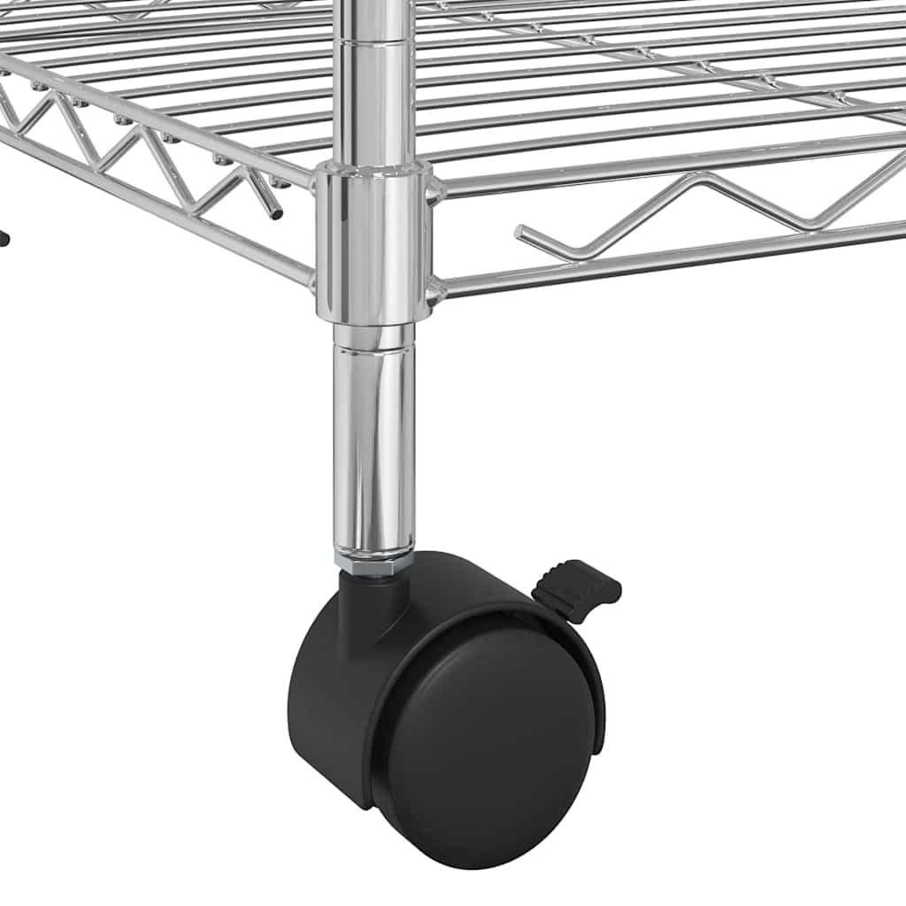 vidaXL Estantería de 3 Niveles con Ruedas, Estante Almacenamiento Patas Niveladoras Ajustables, Organizador de Almacenaje Doméstico, Cromado 150 kg