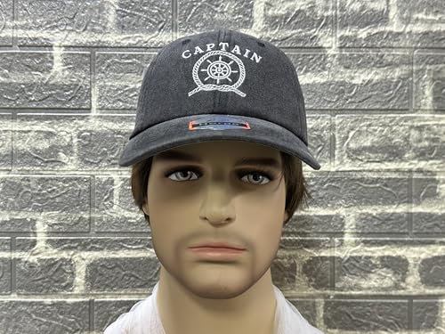 Image of Sailing Captain Hat for Boat Owners, Adjustable Embroidered Skipper Cap for Adult