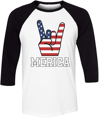 Rock America Three-Quarter Raglan Sleeve Baseball Shirt Unisex Large White/Black