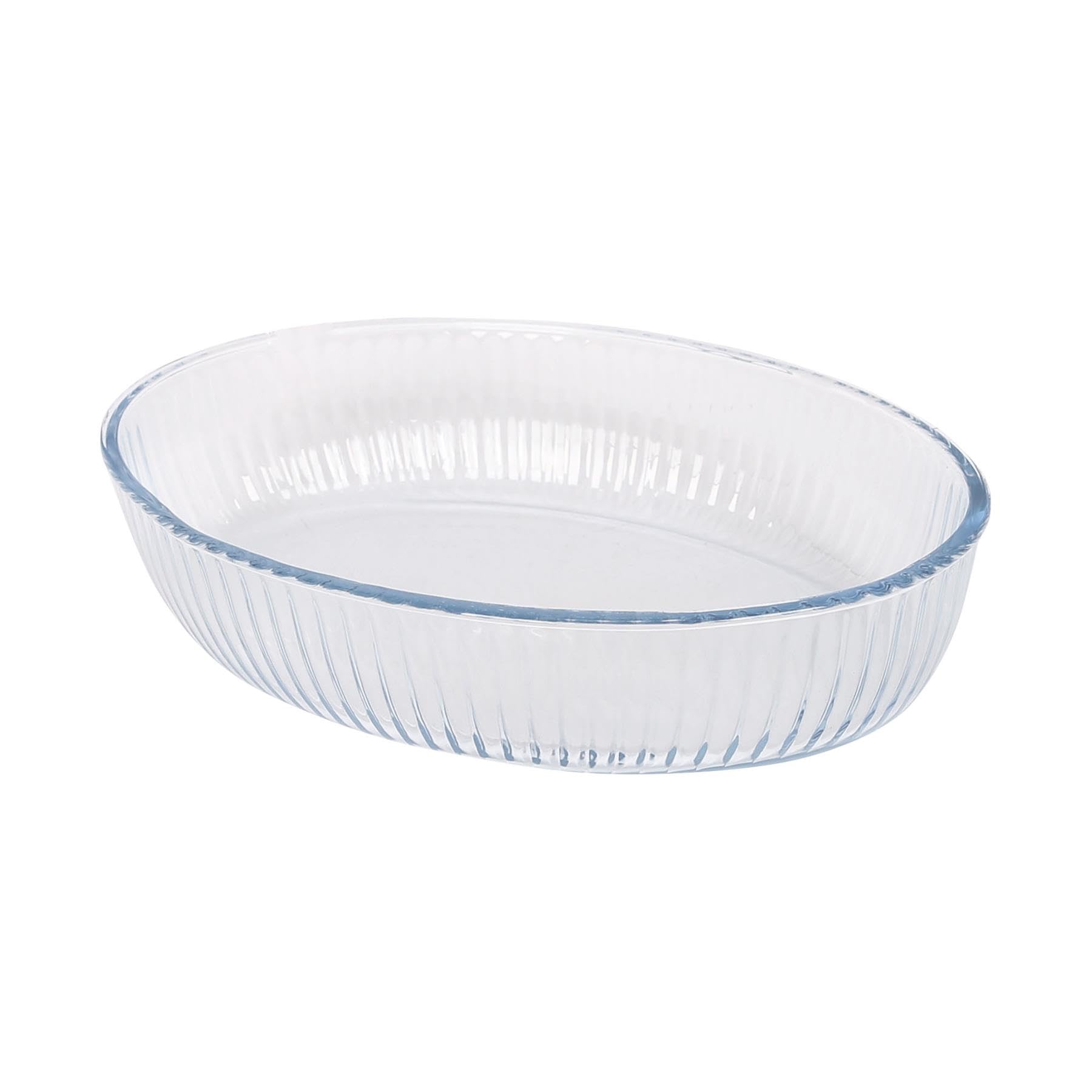 Argon Tableware Optical Oval Glass Oven Dish - 26cm x 17cm - 1x Small Deep Baking Casserole Lasagne Roasting Roaster Cooking Tray Bowl | Microwave Safe, Freezer Safe