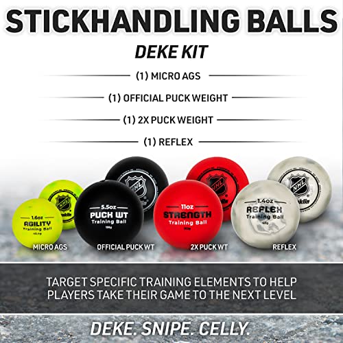Franklin Sports NHL Hockey Stick Handling Training Balls - 4 Pack | Deke + Hands Development, On + Off Ice Drills, Weighted Puck Feel, Reflex Vision Challenge - image 2