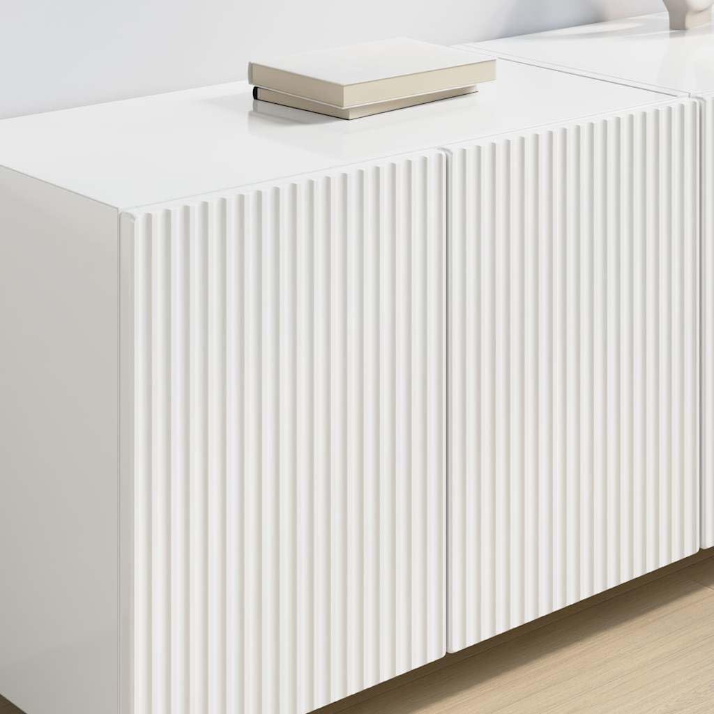 TV-Wandschrank 2er-Set Hochglanz Weiß, 59,5x31x40 cm, Holzwerkstoff, schwebend, für Wohnzimmer, modernes Design, Media Center