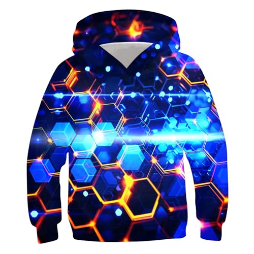 Image of Belovecol Boys Hoodies 3D Printed Hooded Sweatshirts with Pocket for 6-16Y | Pullover Hooded Style Pattern All-over Printed Long Sleeve Non-Fleece Soft Lightweight Tops for Kids