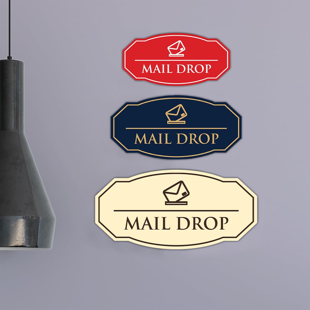 Signs ByLITA Victorian Mail Drop plástico ABS duradero | Grabado con láser | Fácil instalación | Cartel de diseño elegante (negro) - Paquete grande de 2