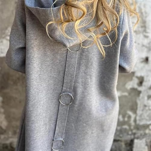 Veste à capuche décontractée pour femme manteau mi-long d'automne - 5