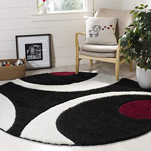 Image of 5x5 feet Soft Area Rug for Living Room and Bedroom, Modern Indoor Floor Carpet with Non-Slip Backing, Comfortable Decorative Home Decor Rug, Easy Clean & Durable- (Moon Maroon, Round)