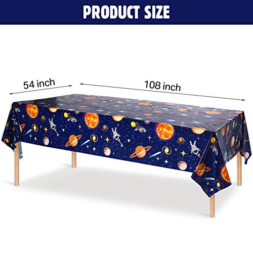 Sumind 3 Pieces Space Tablecloth Decorations Plastic Outer Solar System Table Cover Planet Design for Kids Space Theme Birthday Party Decorations and Supplies for Birthday Home, 54 x 108 Inch