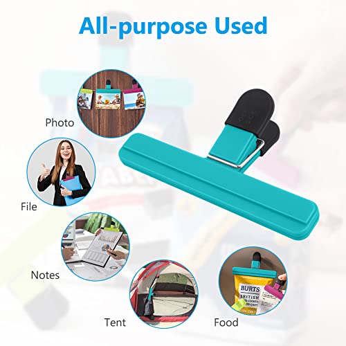 Image of AUAUY Large Chip Bag Clips, 6Pack Kitchen Clips for Refrigerator Food Storage Packages, Snack Bags, Photos, Assorted Color Food Bag Clips Plastic Heavy Duty Seal Grips